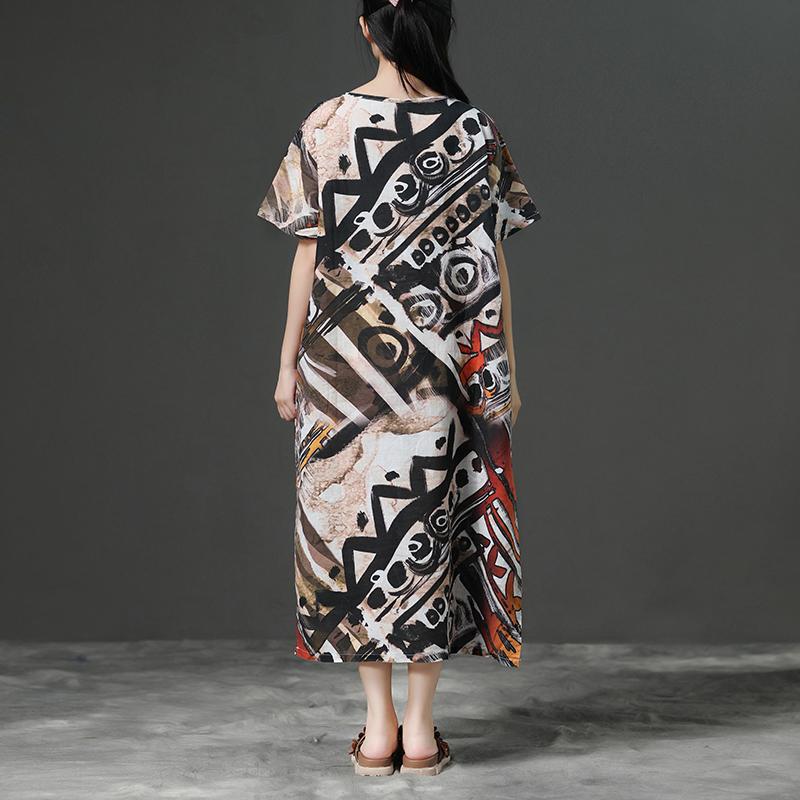 Linen Loose Summer Printing Casual Dress
