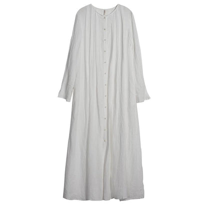 Linen Organ Pleats Solid Color Elegant Dress