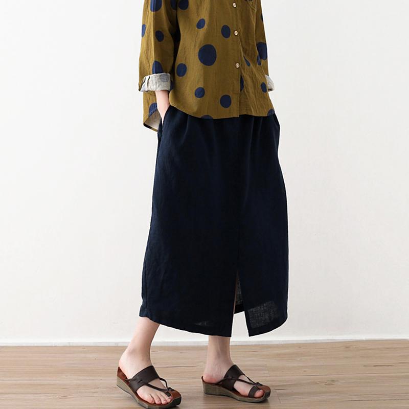 Linen Solid Cotton Linen Irregular Skirt