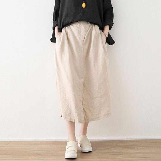 Linen Solid Cotton Linen Irregular Skirt