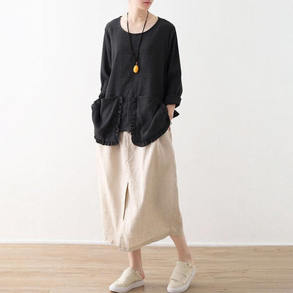 Linen Solid Cotton Linen Irregular Skirt