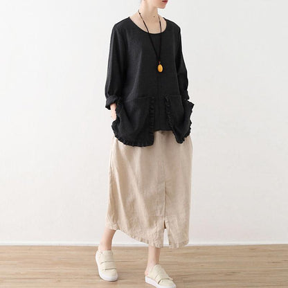 Linen Solid Cotton Linen Irregular Skirt