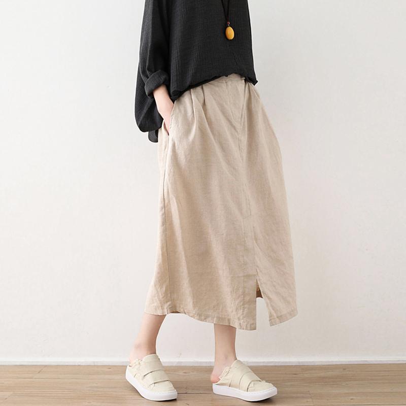Linen Solid Cotton Linen Irregular Skirt
