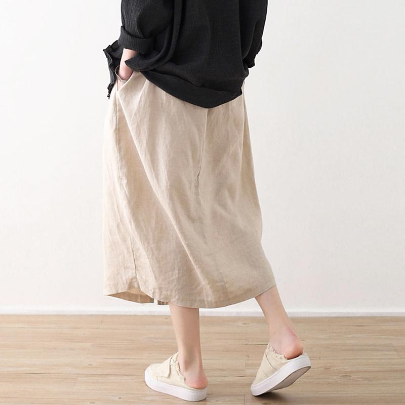 Linen Solid Cotton Linen Irregular Skirt