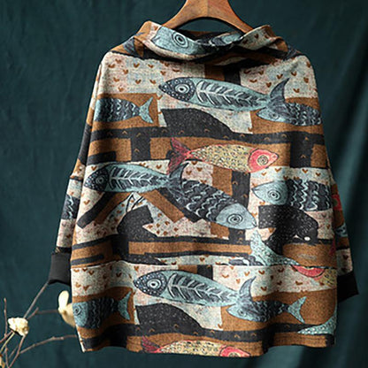 Literary Casual Fish Leaf Loose Blouse