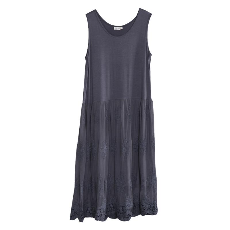 Literary Casual Lace Stitching Loose Sundress