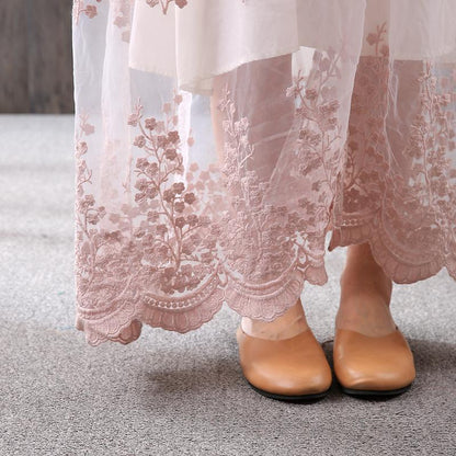 Literary Embroidery Splicing Long Knitted Coat