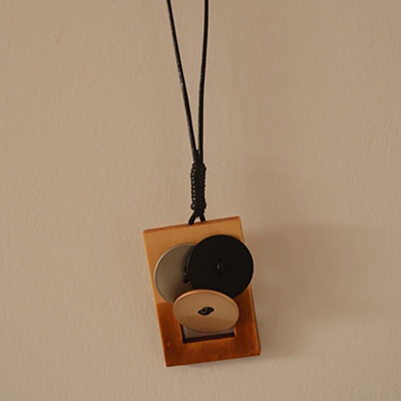 Literary Geometric Round Square Long Necklace