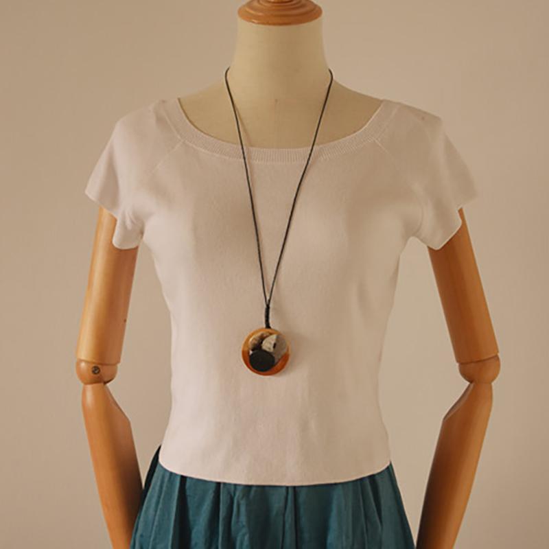 Literary Geometric Round Square Long Necklace