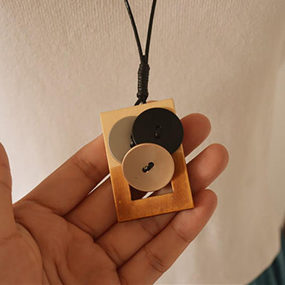 Literary Geometric Round Square Long Necklace