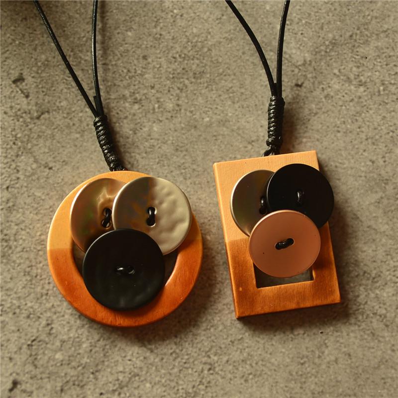 Literary Geometric Round Square Long Necklace