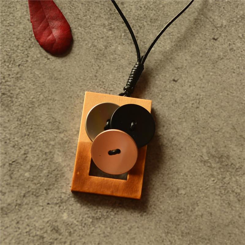 Literary Geometric Round Square Long Necklace