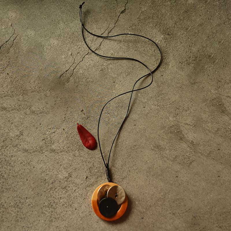 Literary Geometric Round Square Long Necklace