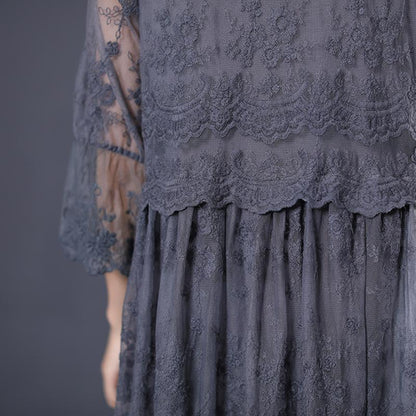 Literary Lace Pleated Embroidery Loose Coat