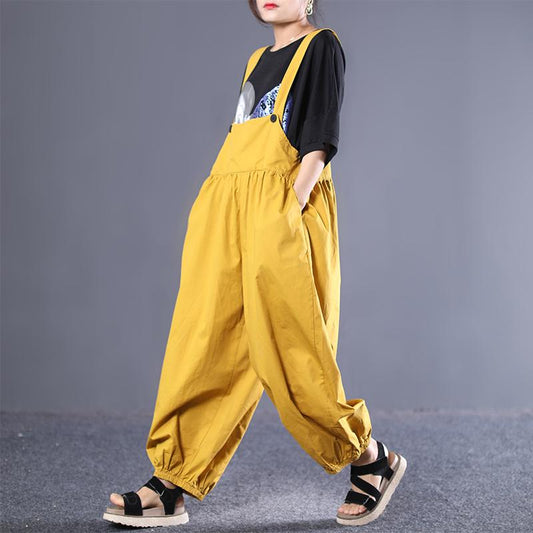 Literary Loose Pleated Bloomers Casual Jumpsuit