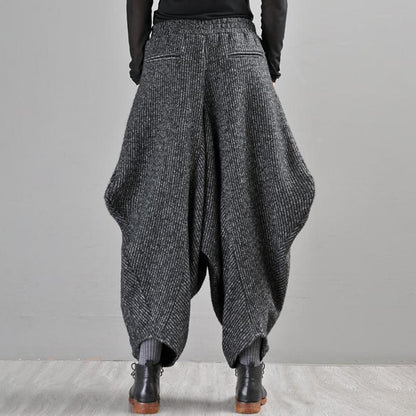 Literary Loose Solid Color Thick Bloom Pants