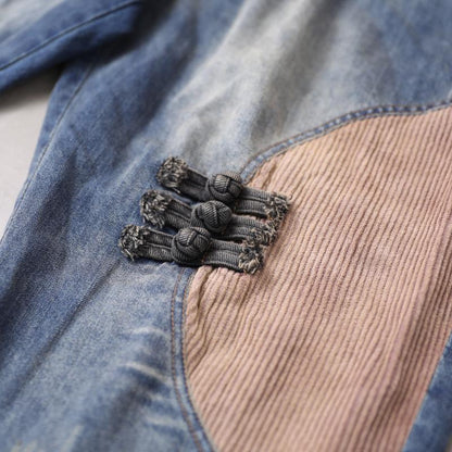 Literary Retro Patchwork Frayed Casual Jeans