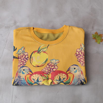 Literary Retro Print Washed Loose Dress