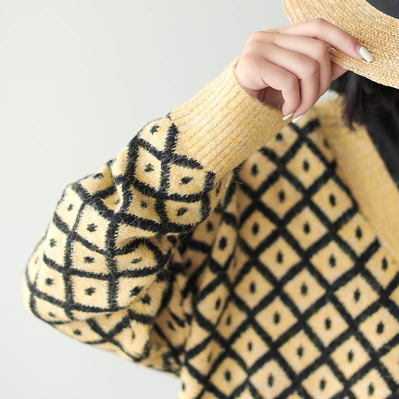 Literary Rhombic Pullover Casual Warm Sweater