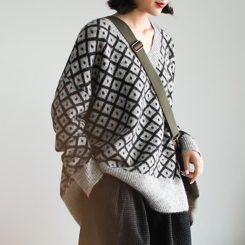 Literary Rhombic Pullover Casual Warm Sweater