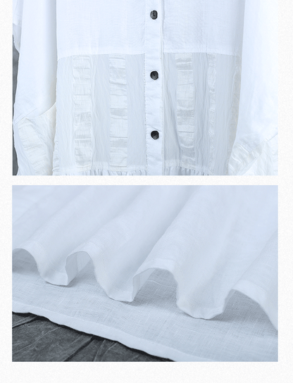 Literary Single Breasted Loose Shirt For Women