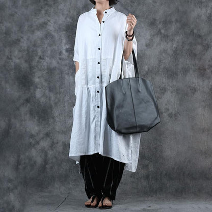 Literary Single Breasted Loose Shirt For Women