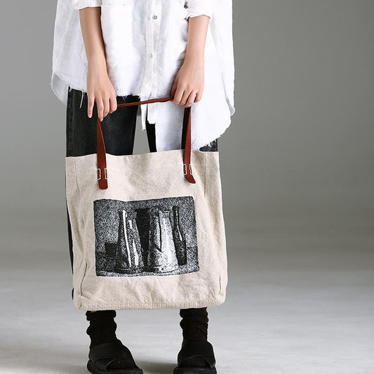 Literary Spliced Cowhide Soft Handle Shoulder Bag