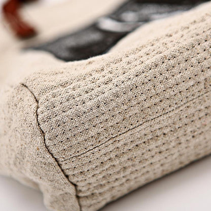Literary Spliced Cowhide Soft Handle Shoulder Bag