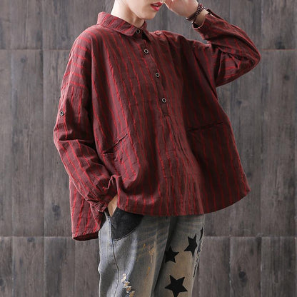 Literature Retro Stripe Polo Neck Shirt