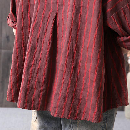 Literature Retro Stripe Polo Neck Shirt