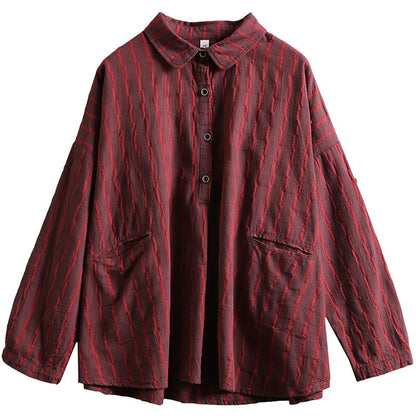 Literature Retro Stripe Polo Neck Shirt