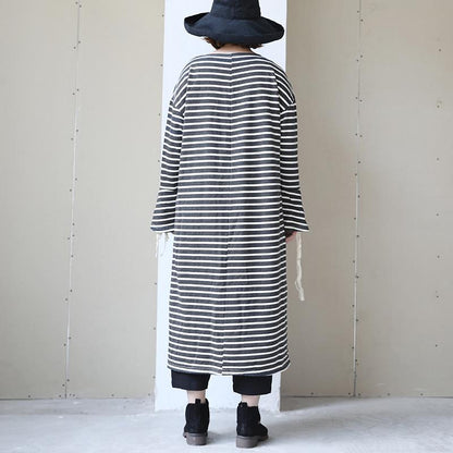 Long Sleeve Lacing Stripe Splitting Dress For Women