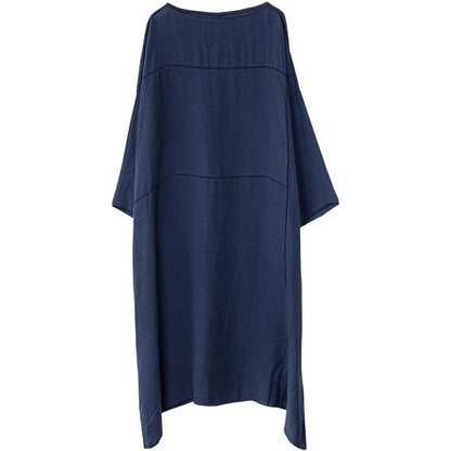 Long Sleeve Retro Solid Color Plus Size Dress