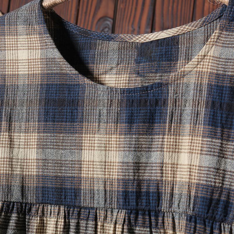 Long Sleeves Women Autumn Spring Plaid Dress