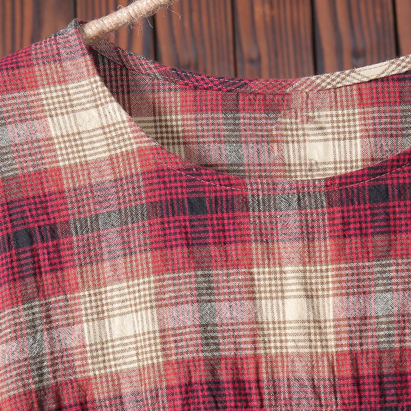 Long Sleeves Women Autumn Spring Plaid Dress