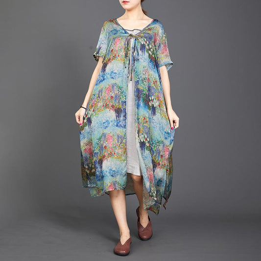 Long Thin Women Lacing Print Coat