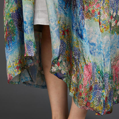 Long Thin Women Lacing Print Coat