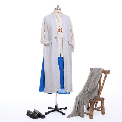 Long Waistcoat And Embroidery Shirt For Women