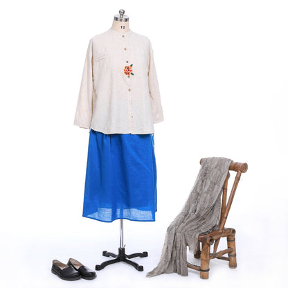 Long Waistcoat And Embroidery Shirt For Women