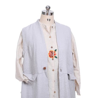 Long Waistcoat And Embroidery Shirt For Women