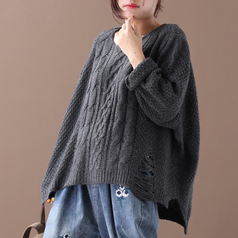 Hole Design Loose And Comfortable Sweater