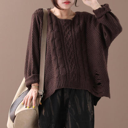 Hole Design Loose And Comfortable Sweater