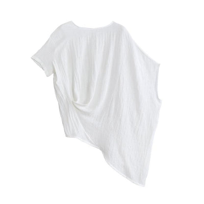 Loose Batwing Sleeve Linen Jacquard Blouse