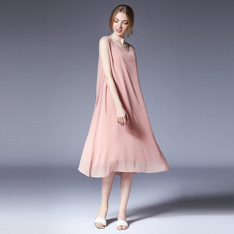 Loose Chiffon Sleeveless Plus Size Dress