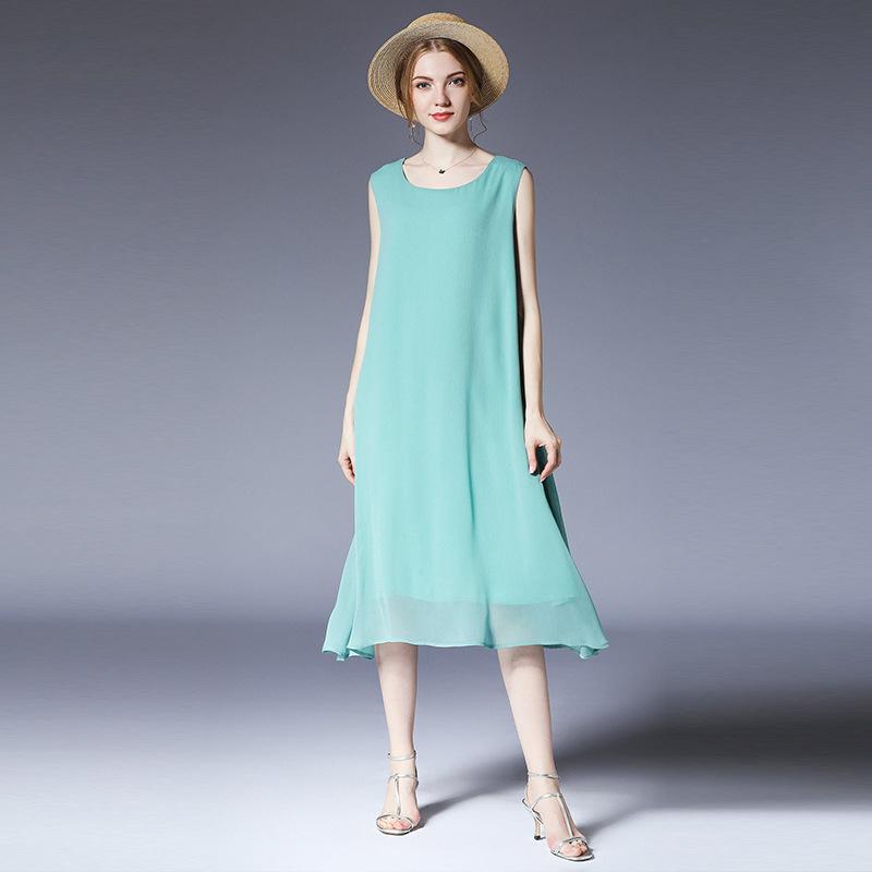 Loose Chiffon Sleeveless Plus Size Dress