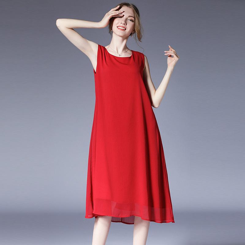 Loose Chiffon Sleeveless Plus Size Dress