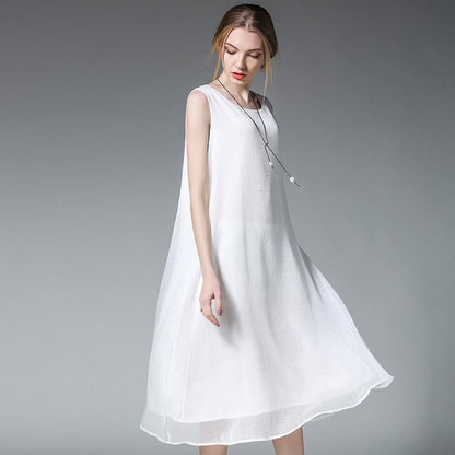 Loose Chiffon Sleeveless Plus Size Dress