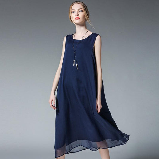 Loose Chiffon Sleeveless Plus Size Dress
