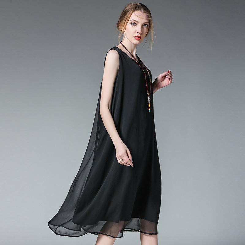 Loose Chiffon Sleeveless Plus Size Dress