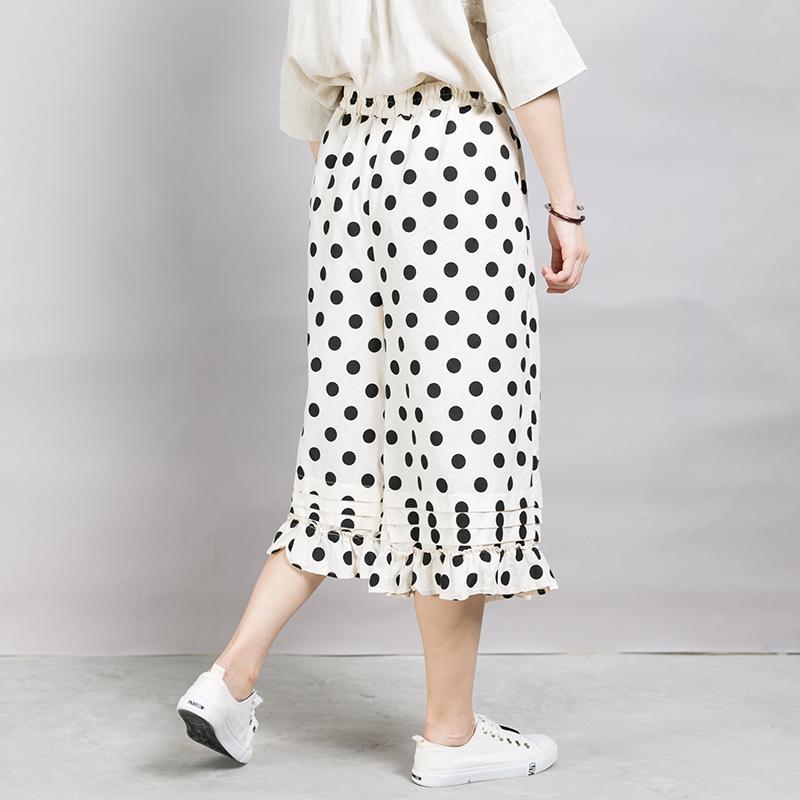 Loose Dot Pattern Falbala Women's Pants